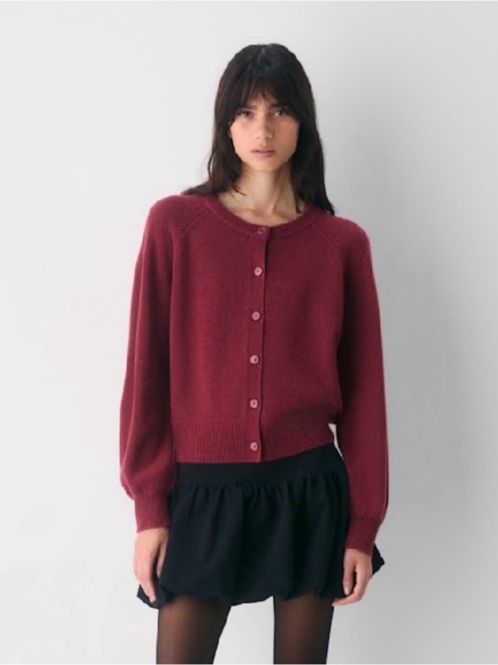 Aritzia Wilfred Wool Cashmere Cardigan  Cordovan